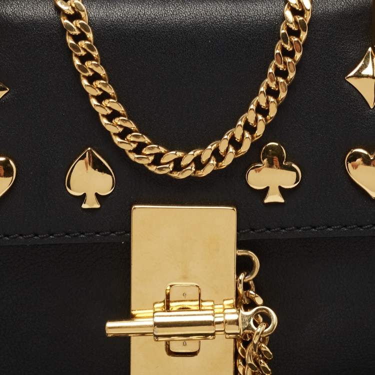 Pre Owned Chloe Black Leather Mini Drew Embellished Crossbody Bag