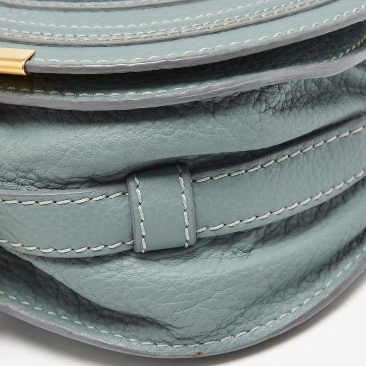 Pre Owned Chloe Stone Blue Leather Mini Marcie Crossbody Bag