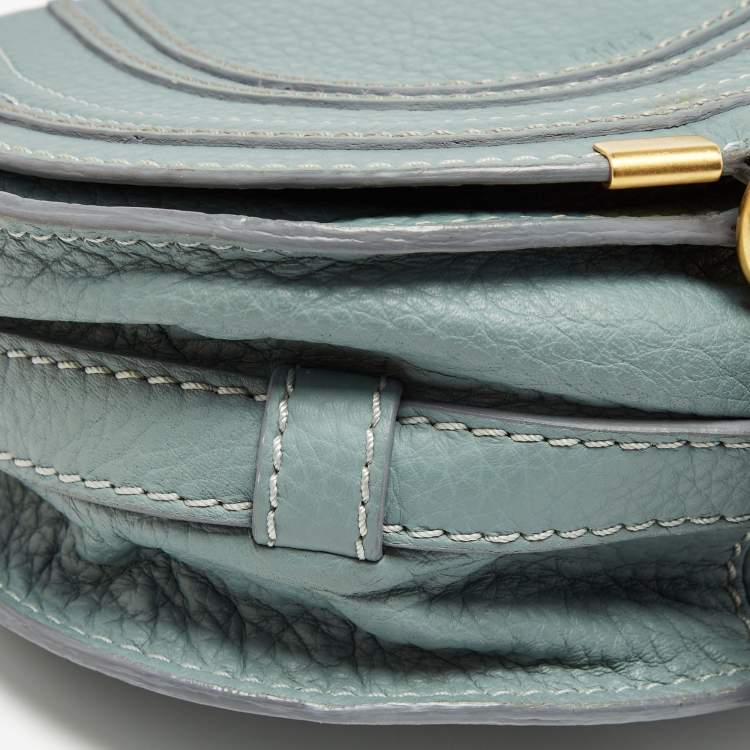 Pre Owned Chloe Stone Blue Leather Mini Marcie Crossbody Bag