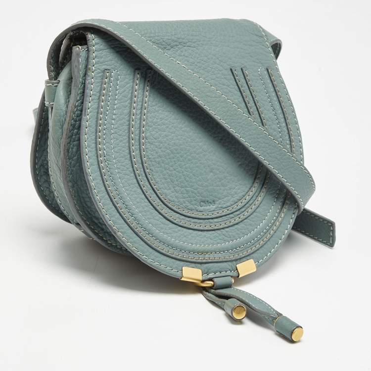 Pre Owned Chloe Stone Blue Leather Mini Marcie Crossbody Bag