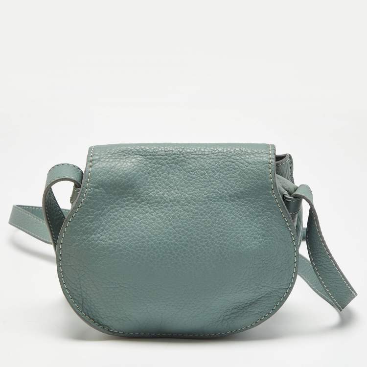 Pre Owned Chloe Stone Blue Leather Mini Marcie Crossbody Bag