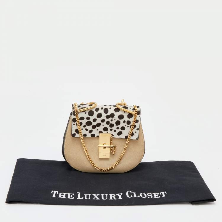 Pre Owned Chloe Multicolor Leather and Leopard Print Calf Hair Drew Shoulder Bag