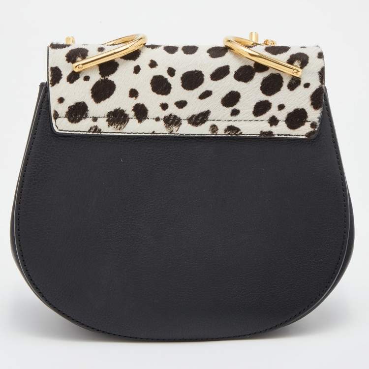 Pre Owned Chloe Multicolor Leather and Leopard Print Calf Hair Drew Shoulder Bag