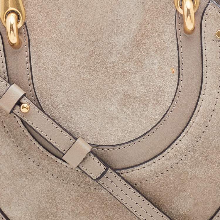 Pre Owned Chloe Grey Suede and Leather Pixie Shoulder Bag