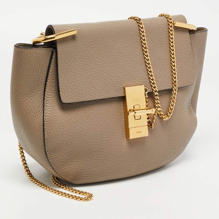 مملوكة مسبقًا Chloe Grey Leather Medium Drew Shoulder Bag
