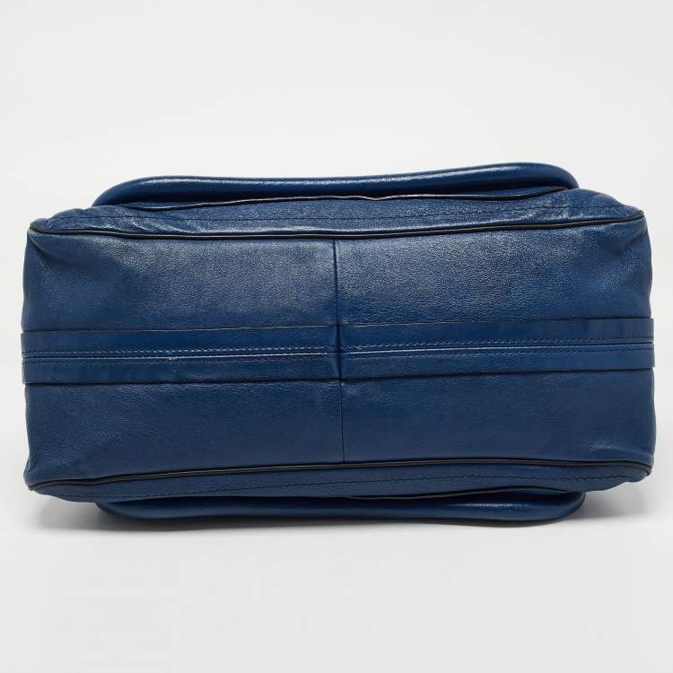 Pre Owned Chloe Blue/Black Leather Medium Paraty Satchel