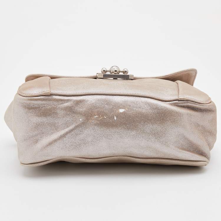 Pre Owned Chloe Metallic Suede Faye Flap Shoulder Bag
