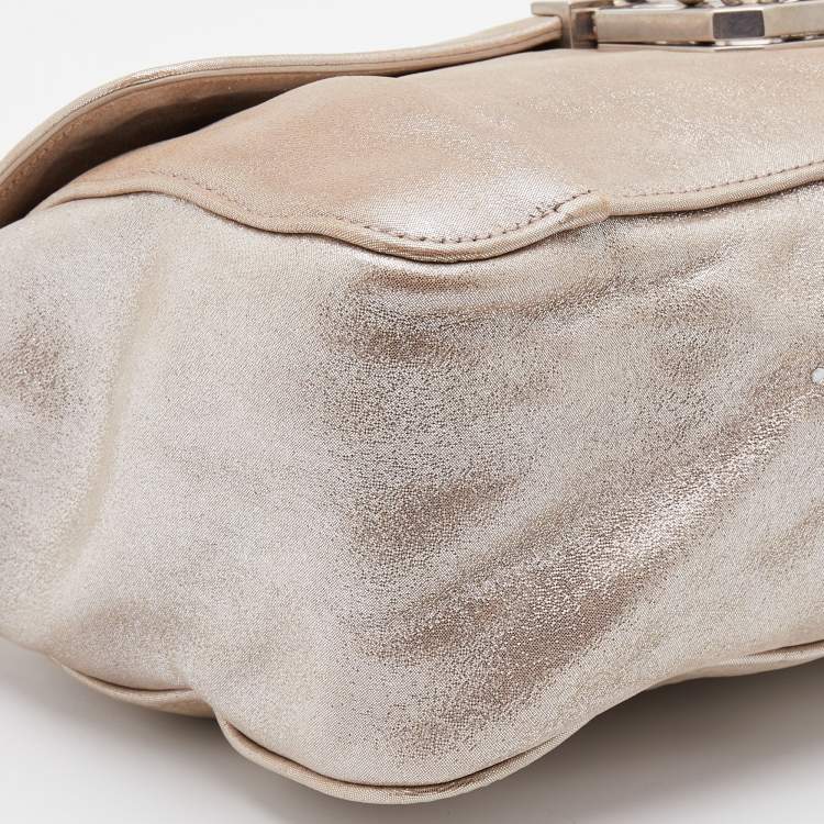 Pre Owned Chloe Metallic Suede Faye Flap Shoulder Bag