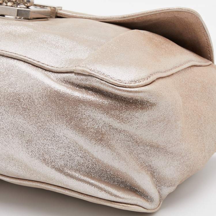 Pre Owned Chloe Metallic Suede Faye Flap Shoulder Bag
