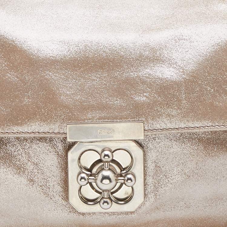 Pre Owned Chloe Metallic Suede Faye Flap Shoulder Bag
