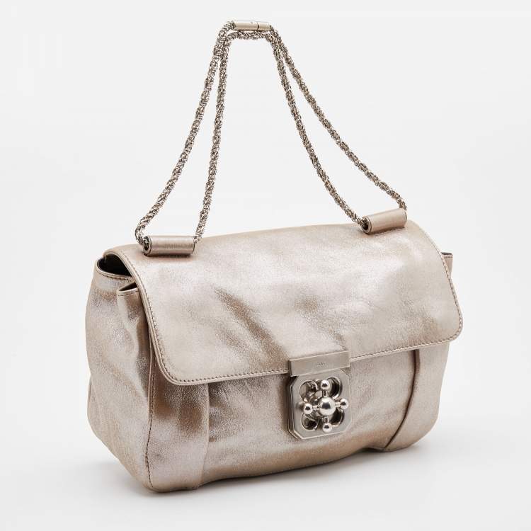 Pre Owned Chloe Metallic Suede Faye Flap Shoulder Bag