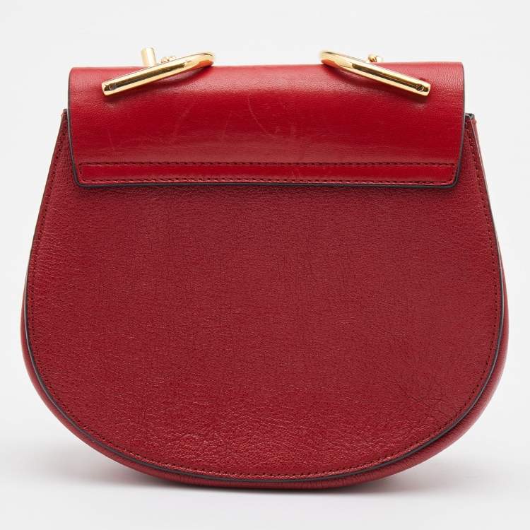 Pre Owned Chloe Red Leather Small Drew Chain Crossbody Bag