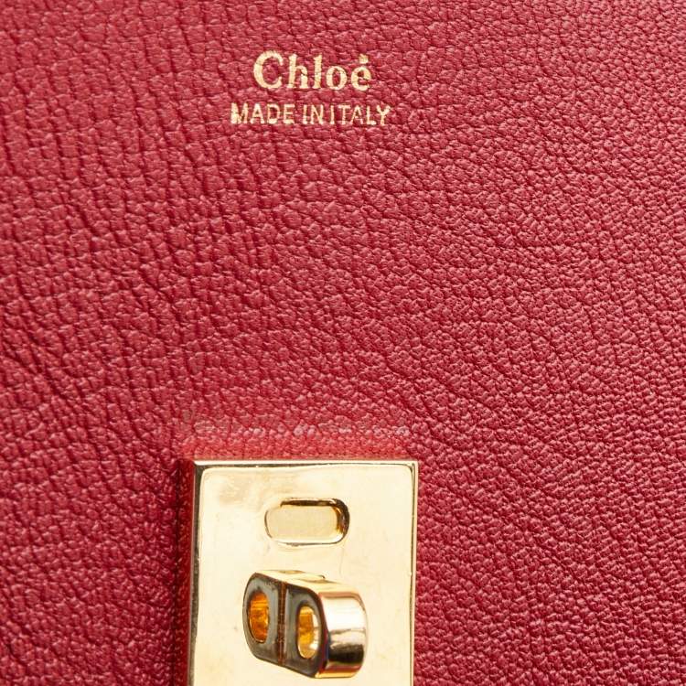 Pre Owned Chloe Red Leather Small Drew Chain Crossbody Bag