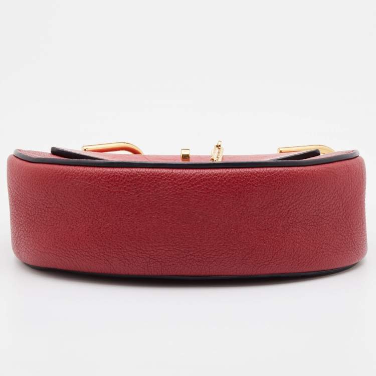 Pre Owned Chloe Red Leather Small Drew Chain Crossbody Bag