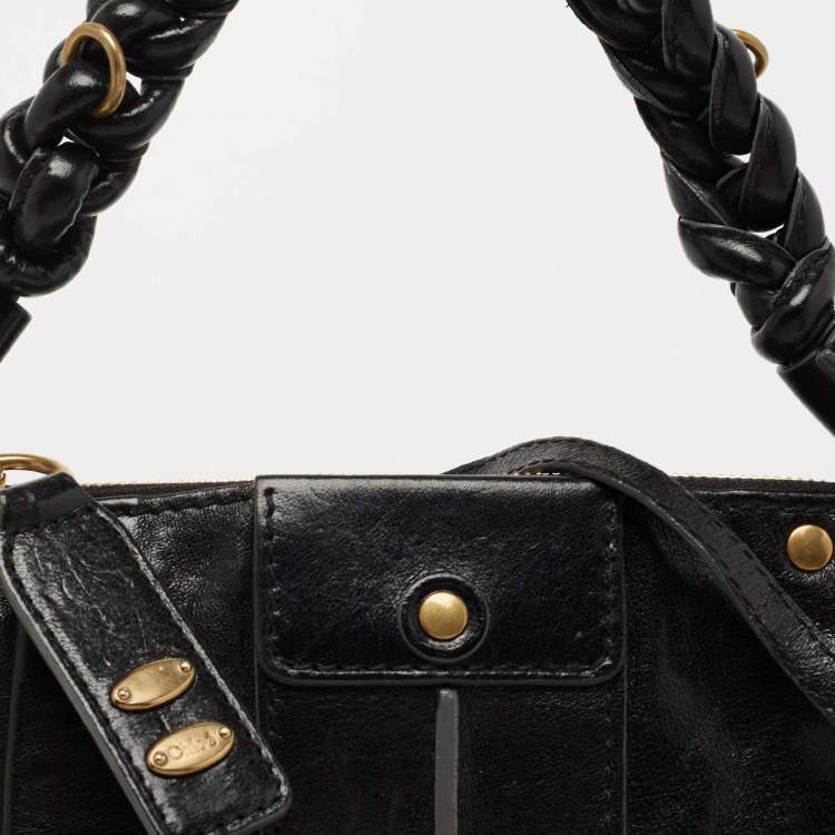 Pre Owned Chloe Black Leather Zip Hobo