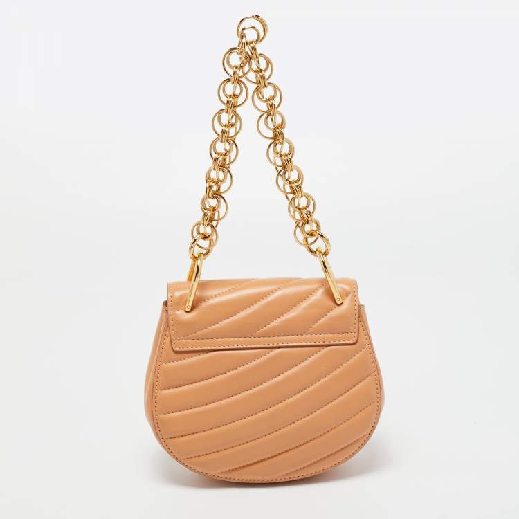Pre Owned Chloe Beige Leather Mini Drew Bijou Shoulder Bag