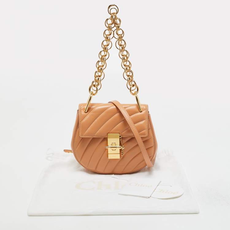 Pre Owned Chloe Beige Leather Mini Drew Bijou Shoulder Bag