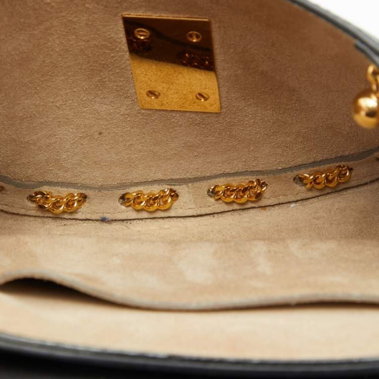 مملوكة مسبقًا Chloe Black Leather Drew Chain Link Flap Shoulder Bag