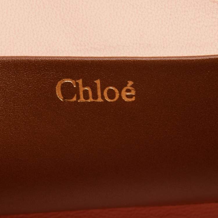 Pre Owned Chloe Brown Leather and Karung Leather June Bow Chain Shoulder Bag