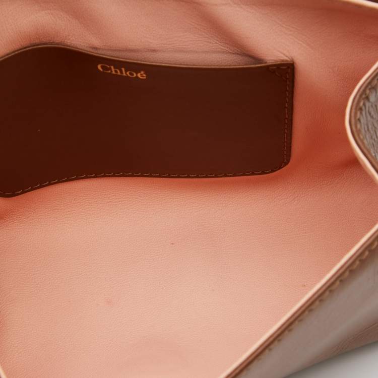 Pre Owned Chloe Brown Leather and Karung Leather June Bow Chain Shoulder Bag