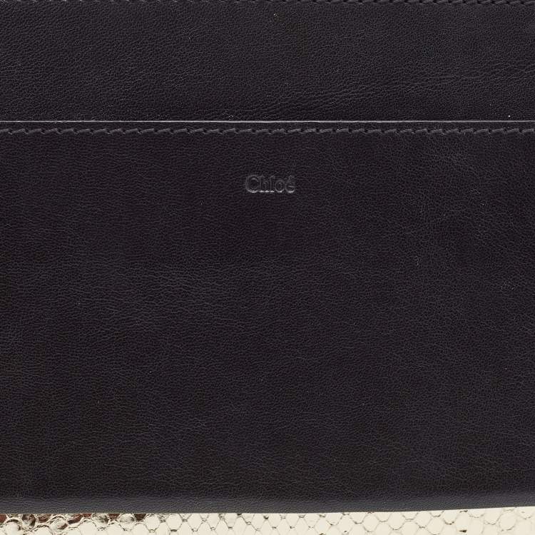 Pre Owned Chloe Metallic Gold/Black Snakeskin and Leather Clutch