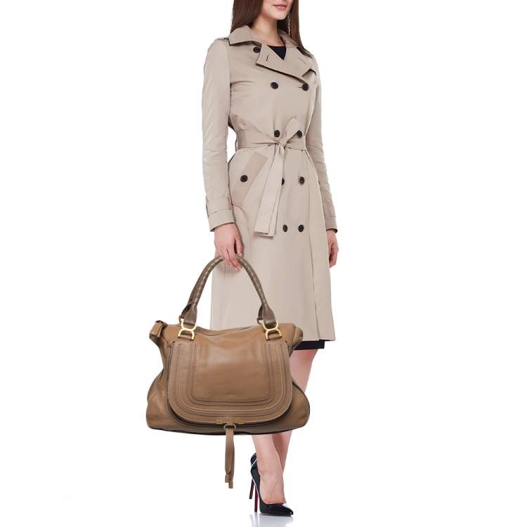 Pre Owned Chloe Beige Leather Large Marcie Shoulder Bag