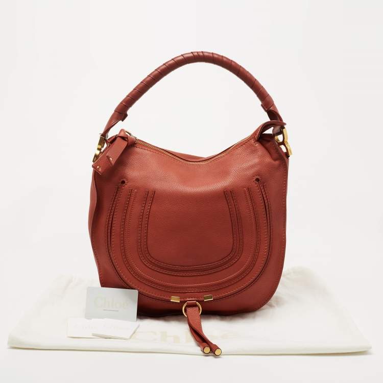 Pre Owned Chloe Brown Leather Medium Marcie Hobo