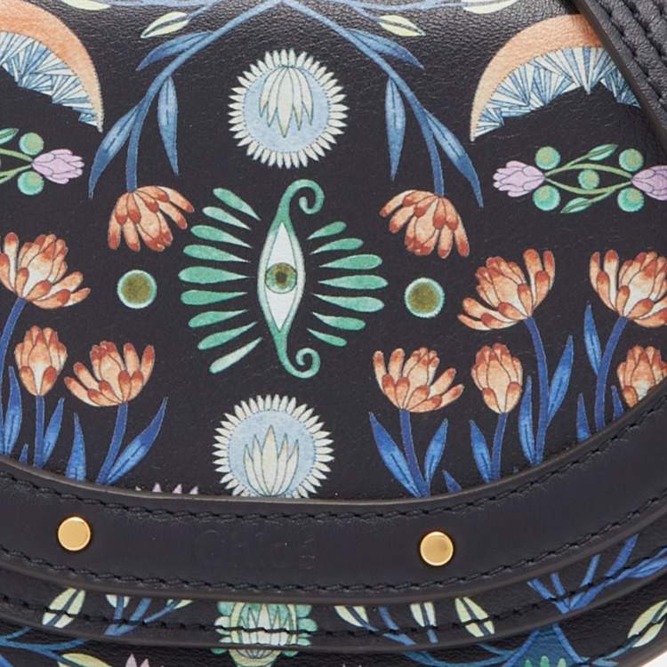 Pre Owned Chloe Multicolor Floral Print Leather Small Nile Bracelet Minaudiere Bag 