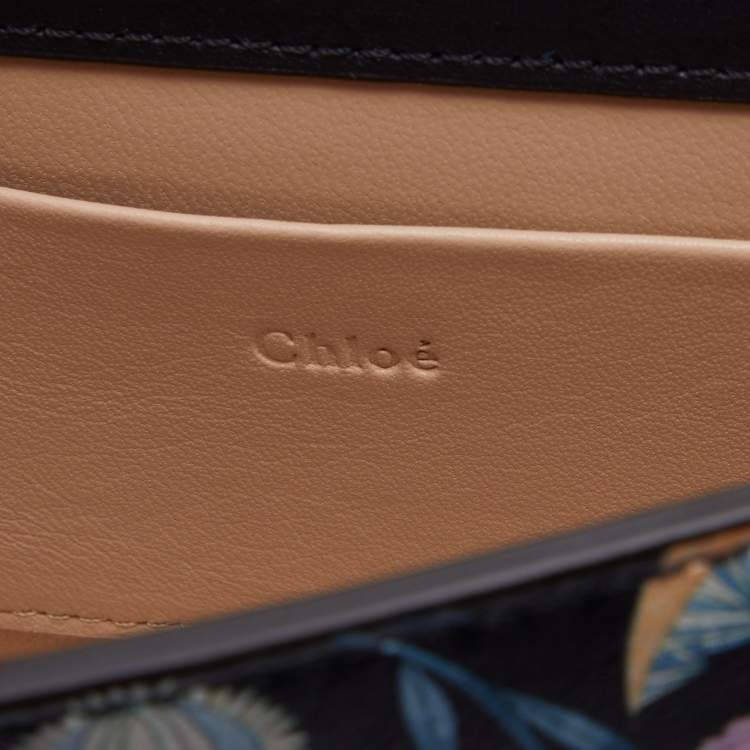 Pre Owned Chloe Multicolor Floral Print Leather Small Nile Bracelet Minaudiere Bag 