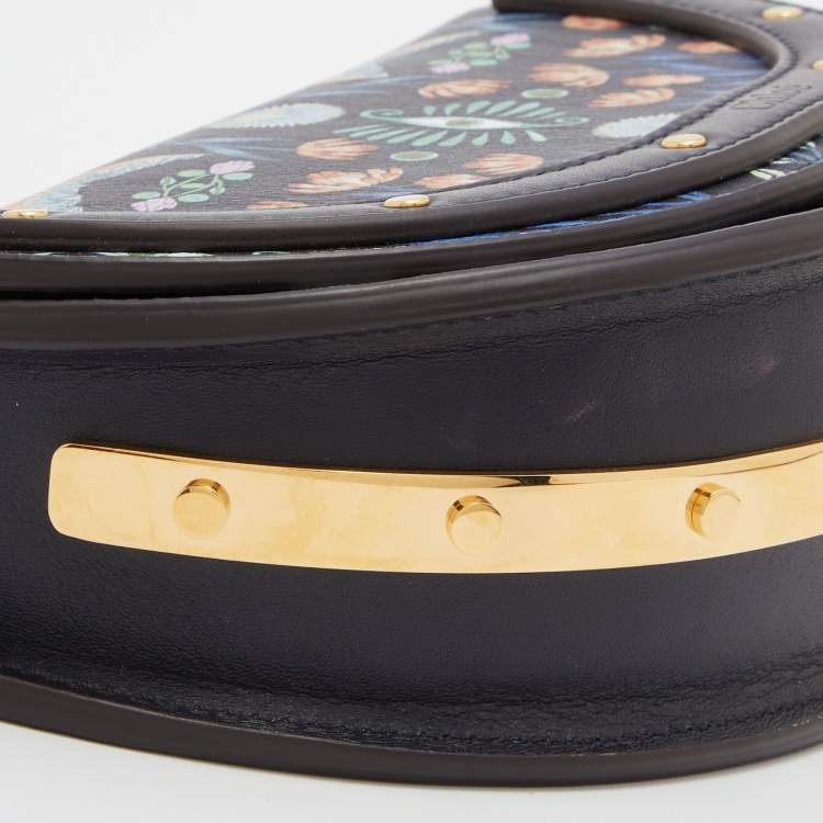 Pre Owned Chloe Multicolor Floral Print Leather Small Nile Bracelet Minaudiere Bag 