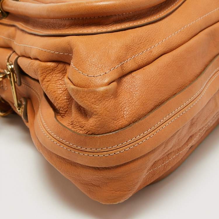 Pre Owned Chloe Tan Leather Large Paraty Shoulder Bag