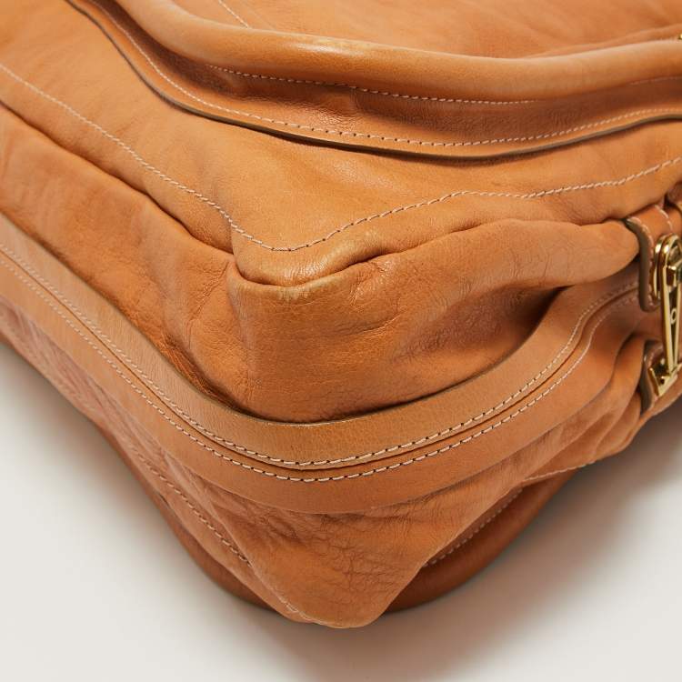 Pre Owned Chloe Tan Leather Large Paraty Shoulder Bag