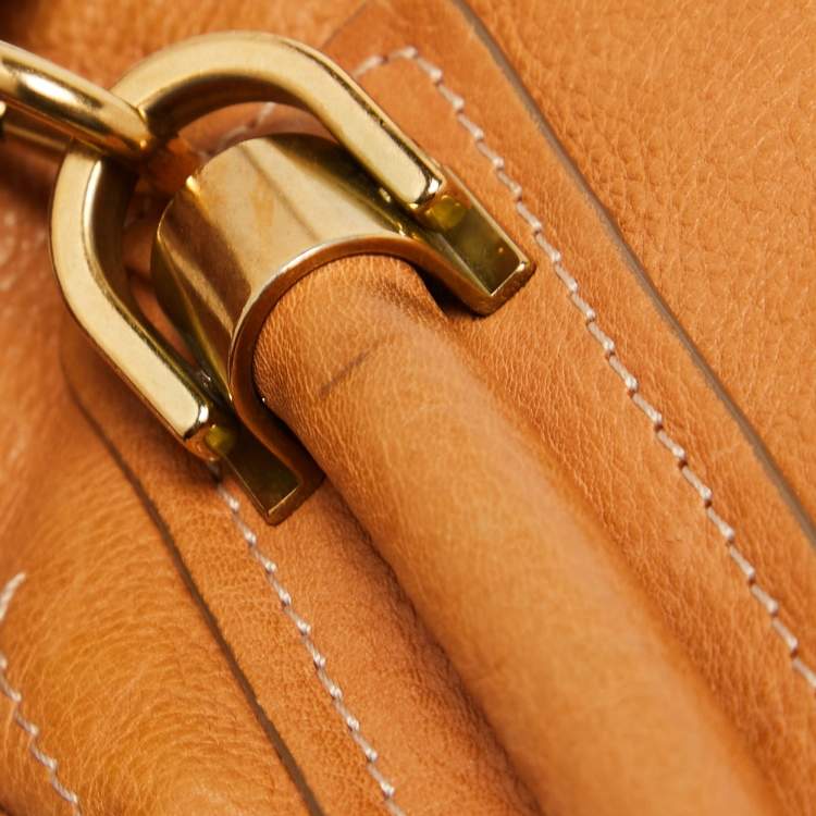 Pre Owned Chloe Tan Leather Large Paraty Shoulder Bag