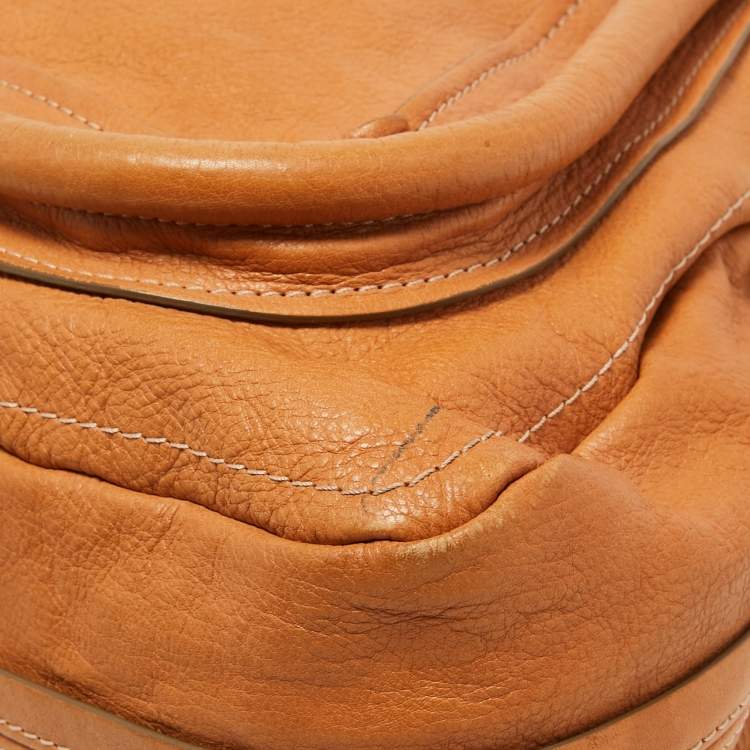 Pre Owned Chloe Tan Leather Large Paraty Shoulder Bag