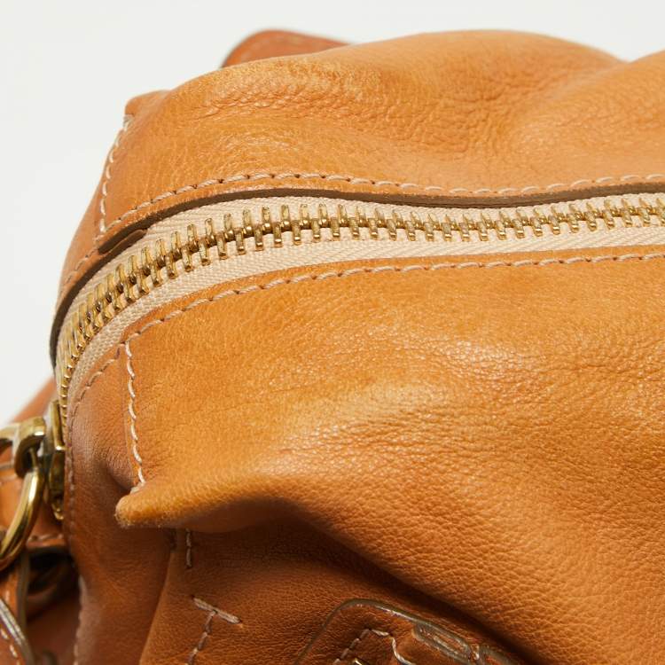 Pre Owned Chloe Tan Leather Large Paraty Shoulder Bag