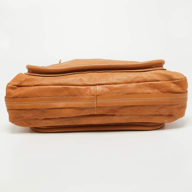 Pre Owned Chloe Tan Leather Large Paraty Shoulder Bag