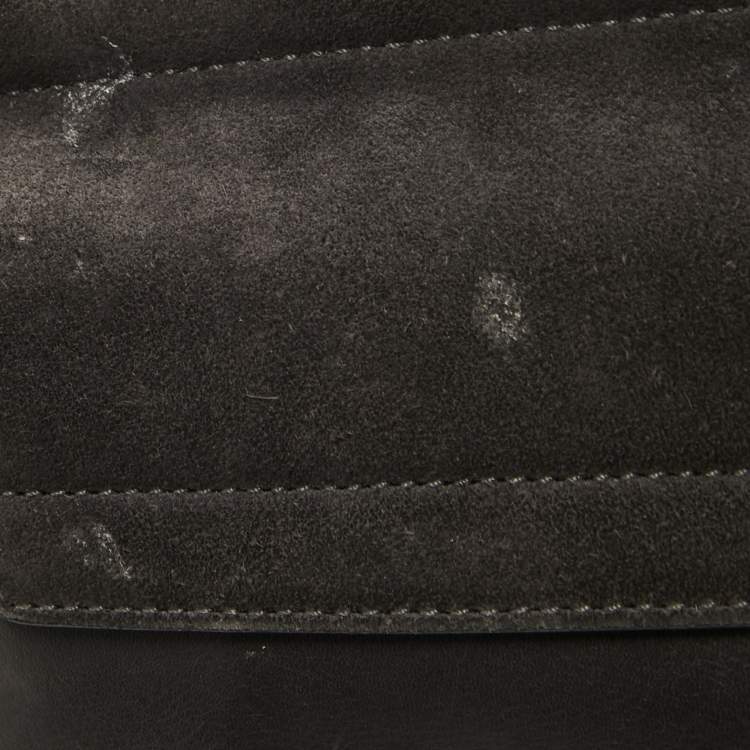 مملوكة مسبقًا Chloe Dark Grey Suede and Leather Medium Faye Shoulder Bag