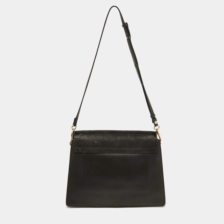مملوكة مسبقًا Chloe Dark Grey Suede and Leather Medium Faye Shoulder Bag