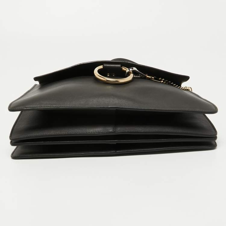 مملوكة مسبقًا Chloe Dark Grey Suede and Leather Medium Faye Shoulder Bag