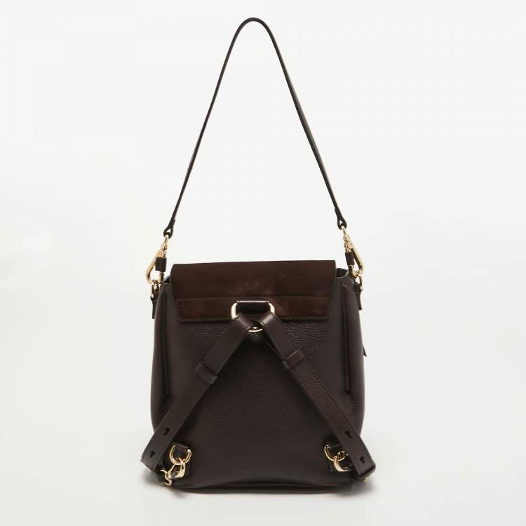 Pre Owned Chloe Brown Leather and Suede Small Faye Daye Backpack