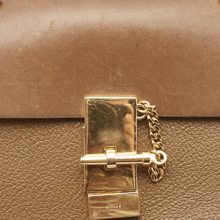 مملوكة مسبقًا Chloe Brown Leather Small Drew Chain Crossbody Bag