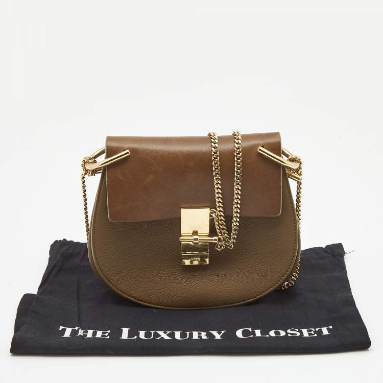 مملوكة مسبقًا Chloe Brown Leather Small Drew Chain Crossbody Bag