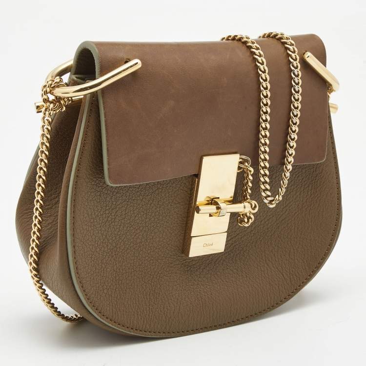 مملوكة مسبقًا Chloe Brown Leather Small Drew Chain Crossbody Bag