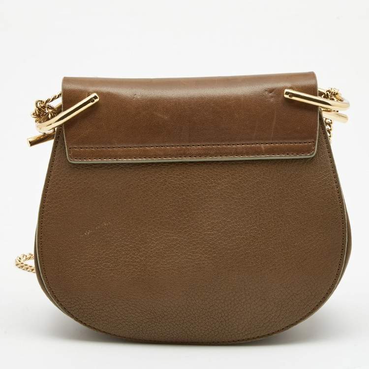 مملوكة مسبقًا Chloe Brown Leather Small Drew Chain Crossbody Bag