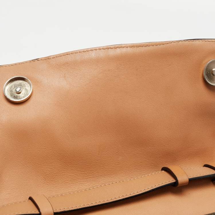 Pre Owned Chloe Tan/Black Patent and Leather Flap Shoulder Bag