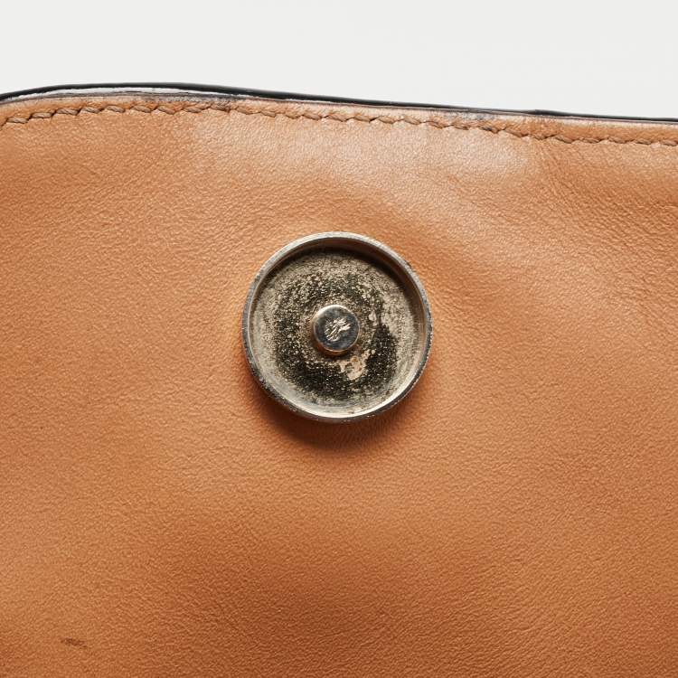 Pre Owned Chloe Tan/Black Patent and Leather Flap Shoulder Bag