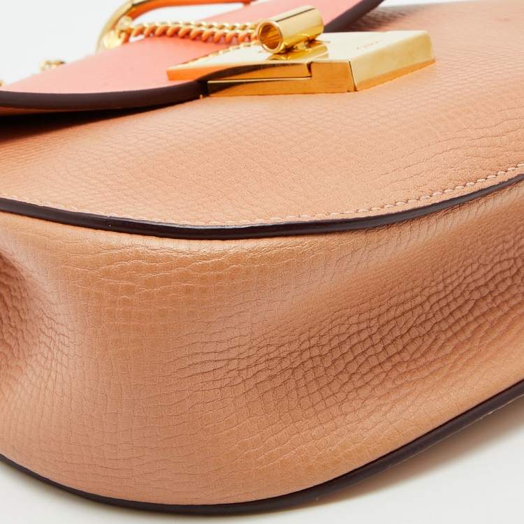 مملوكة مسبقًا Chloe Orange Leather Mini Drew Chian Shoulder Bag