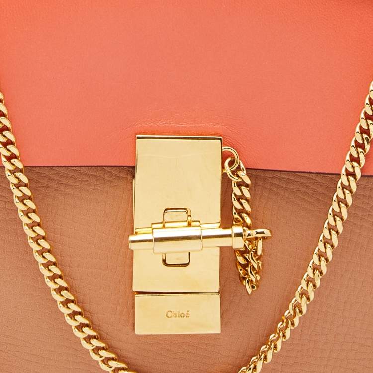 مملوكة مسبقًا Chloe Orange Leather Mini Drew Chian Shoulder Bag
