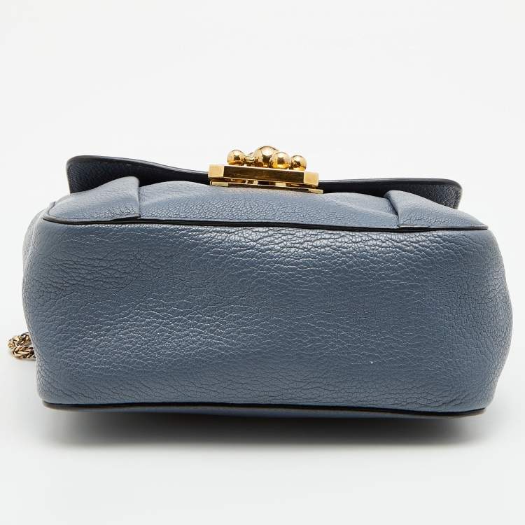 Pre Owned Chloé Grey Leather Small Elsie Shoulder Bag