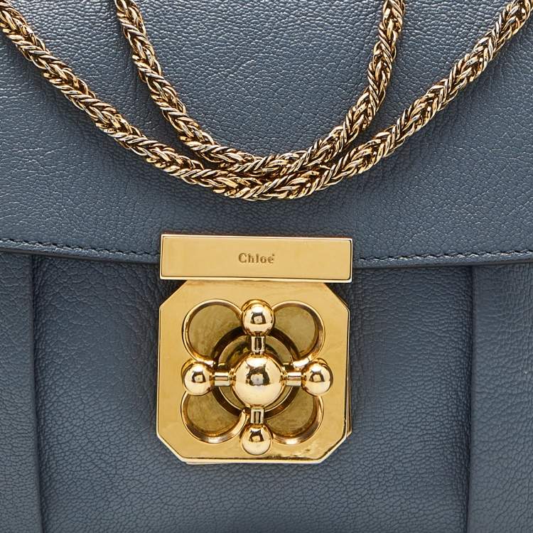Pre Owned Chloé Grey Leather Small Elsie Shoulder Bag